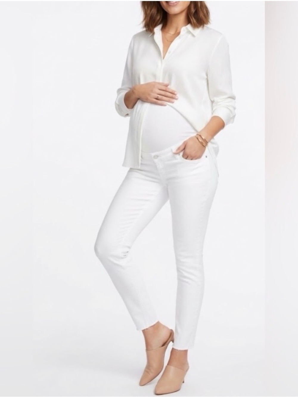 14L/32 Abercrombie & Fitch White Maternity Straight Jeans